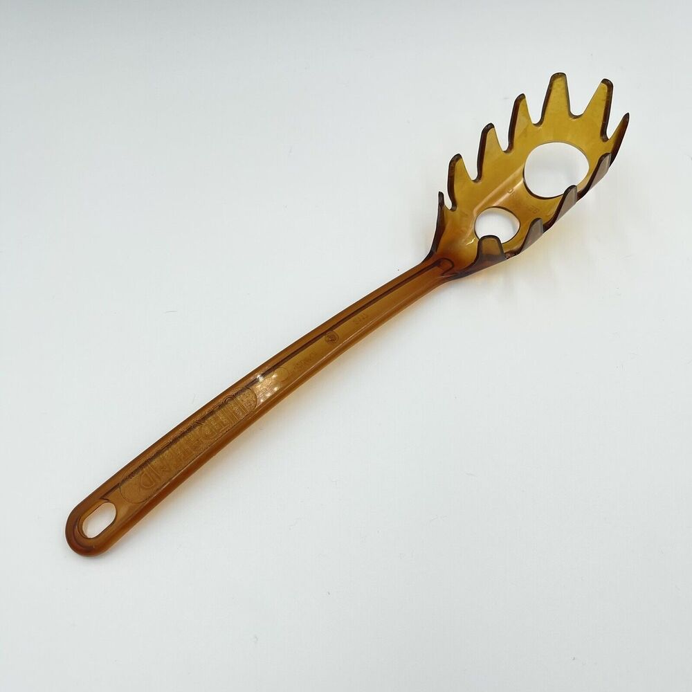 Vintage Amber Ultra Temp Pasta Server 2117 Retro Robinson Spaghetti MADE in USA